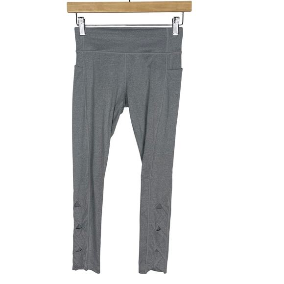 Athleta Girl L 12 Cobblestone Grey Heather Fold You So Tight Activewear Leggings - Picture 1 of 13